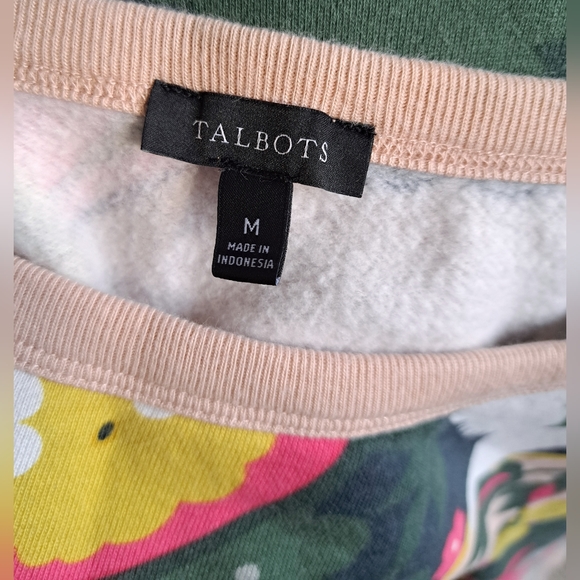 Women's Talbots Pink and Green Floral Abstract Design Pullover Sweater - Picture 10 of 10